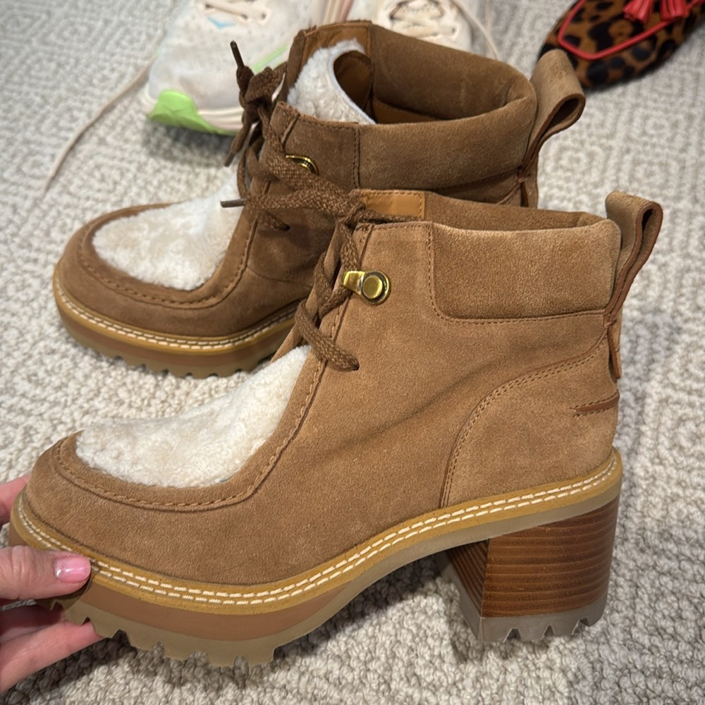 See by Chloe shearling trimmed ankle boots, size 40, never worn. - Picture 3 of 8
